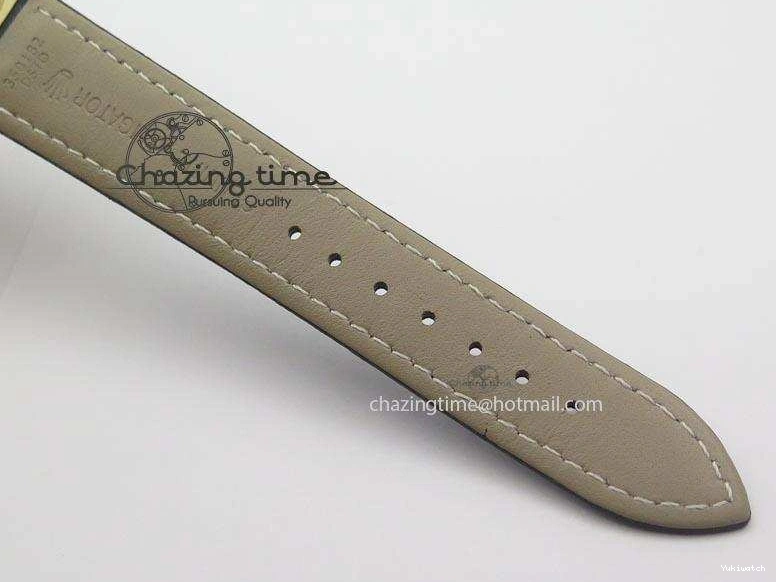 On Strap Black And Dial Numeral Date Leather A2824 Markers YG Cellini Brown Stick 0731